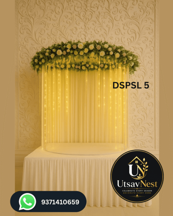 Elegant led floral half round ganpati decoration frame with greenery dspsl 5
