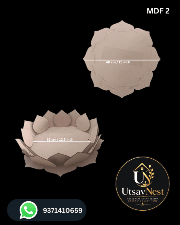 Premium diy mdf lotus ganapati decoration base 13 inch foldable idol platform mdf 2