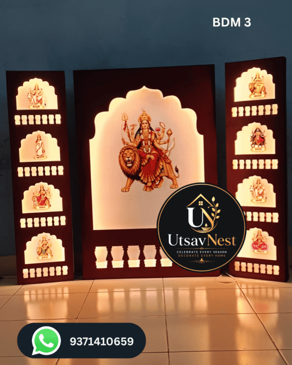 Premium MDF Navadurga LED Backdrop Decoration | Navratri Pooja & Festive Decoration